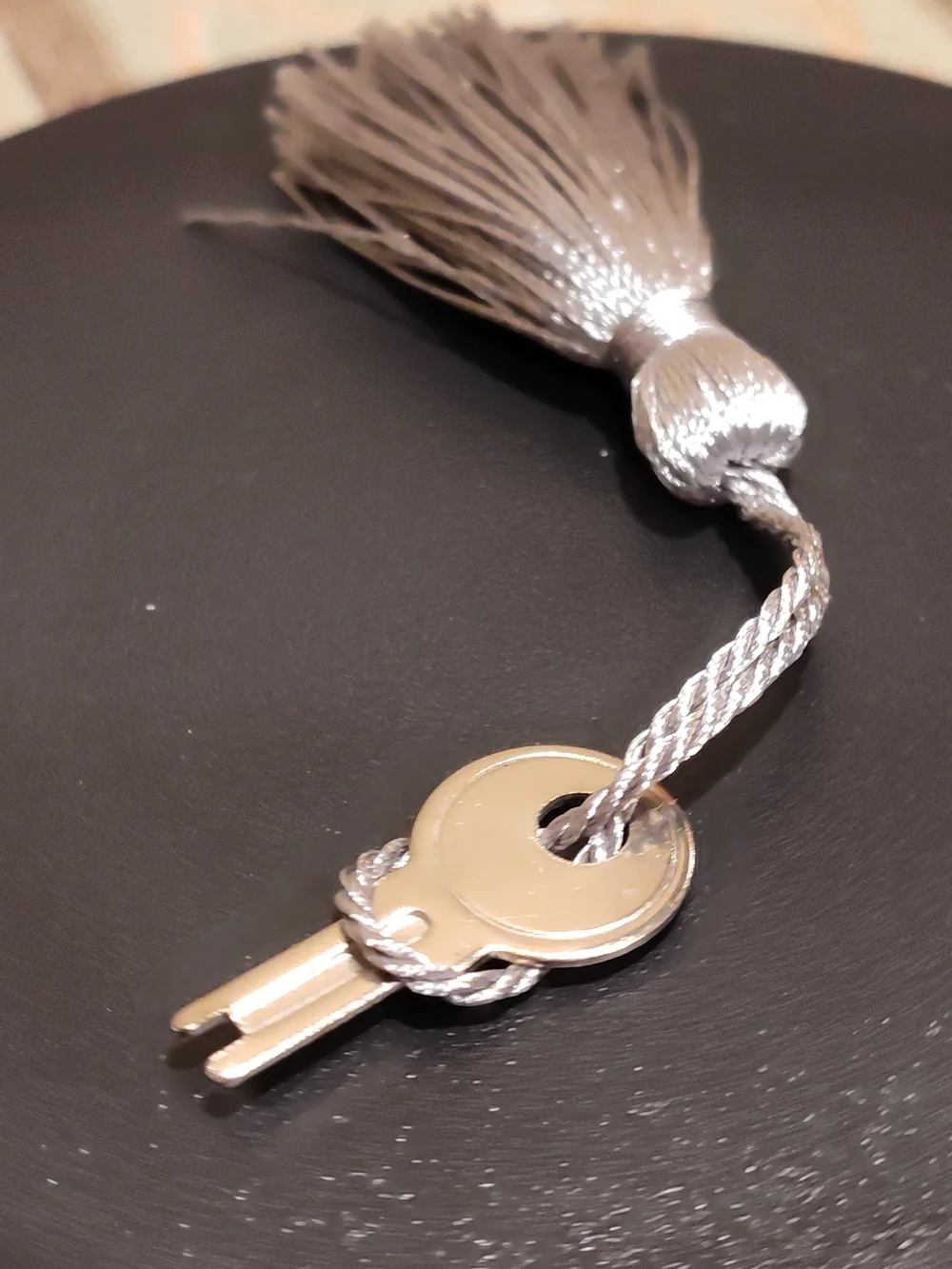Silver Tassel Key Charm Necklace - Women's Accessory